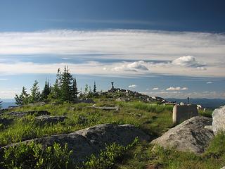 North Baldy summit with old lookout foundation in foreground
