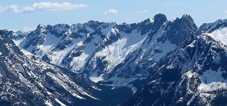 Early Winters ridge rising above the Washington Pass hairpin