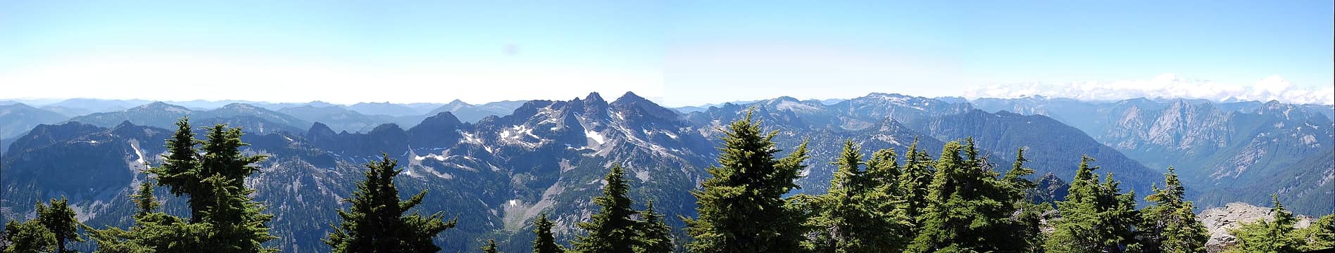 The Snoqualmie Range spans across the view west