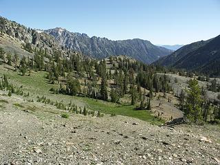 Upper basin / saddle looking NE at  the Ingalls Creek drainage and South side of Enchantments.