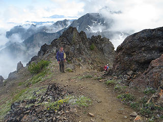 Beautiful scenery of the Olympic Mountains as seen from path to Buckhorn Mountain.