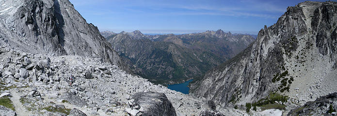 View from Asgaard Pass, Colchuck Lake down below.