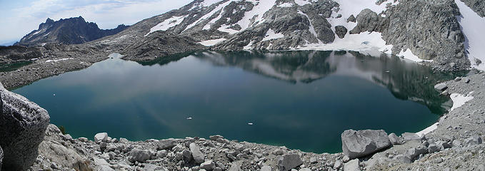 Brynhilde/Isolation Lake in the Upper Enchantments, McClellan Peak in the background.