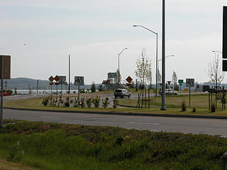 The multilane roundabout on Hwy 101 on the west side of Astoria