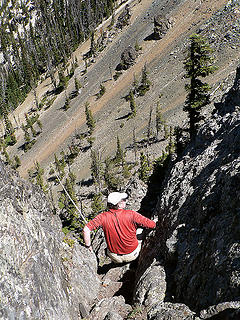 Ian working his way down Volcanic Neck, 7.29.07.
