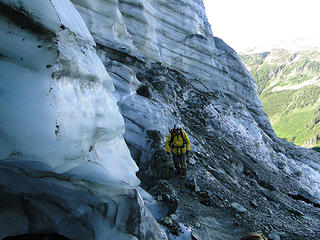 Matt Holland at terminus of Lower Curtis Glacier