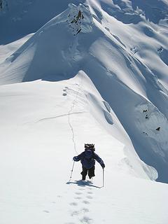Mike ascending toward the summit