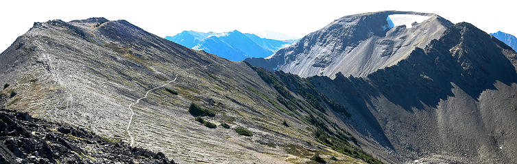 The spiny ridge between Pt. 6753 and Moose Mountain