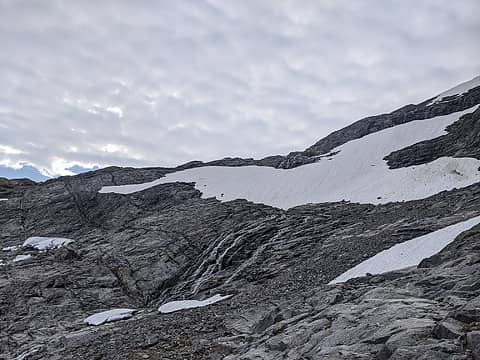 The snowfield to get past below Sahale camp