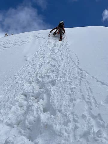 Nice to be back on steep snow (photo by MH)