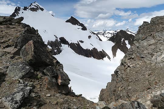 Looking back at Luahna from the saddle between Pt 7970 and Clark