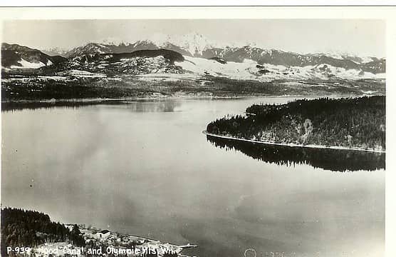Old black and white post card of Hood Canal