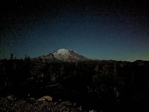 Rainier At Night from top of the Gondola at Crystal 8/27/2021, about midnight-ish