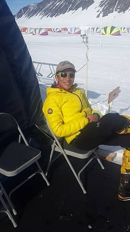 Our guide Ossy F. relaxing at Union Glacier field camp. Photo courtesy of Ossy.