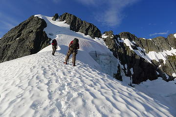 Sergio and I pause to take in the sights on the snow arete.