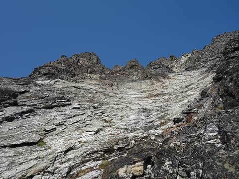 Looking up the long white slab