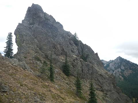 French Tongue west face (route annotated)