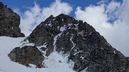 This route on NW side of summit block was likely easier