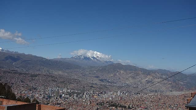 Illimani towers above La Paz