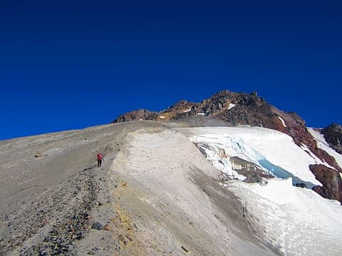 Derek leading up the summit ridge