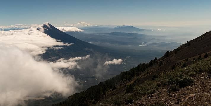 Volcan Agua, tucked in by clouds