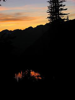 Sunset from Twisp Pass, with reflection in Dagger Lake