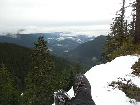 Boot shot from Buck Mtn, Quilcene down below in valley, Mt Walker on the right.