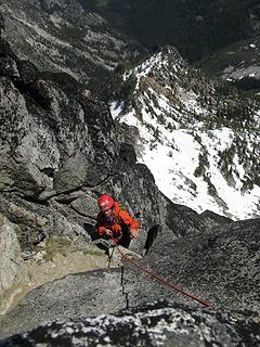 Dicey near top of north side gully
