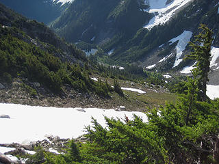 Pocket Lake and the slopes to descend on the south side of the East Ridge