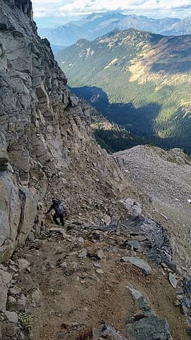 Scree on the east leading to crux gully