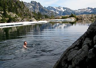 A brief cold swim in Summit Chief Lake