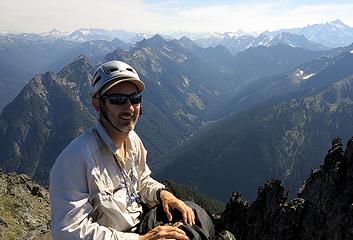 Matt on summit (with Silesia Ridge)