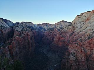 Looking up Zion Canyon near sunset