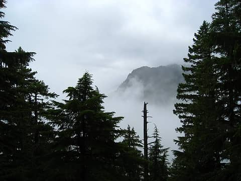 foggy valley below