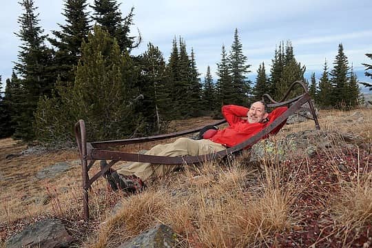 Reclining on the summit of Copper Butte.