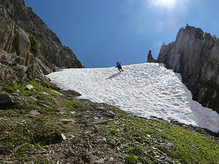 Geoff descending steep snow below Clark Mtn.