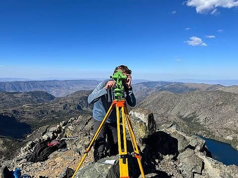 Taking theodolite measurements from He Devil (photo by Mike)