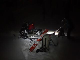 Unloading the snowmobile at Billy Goat trailhead