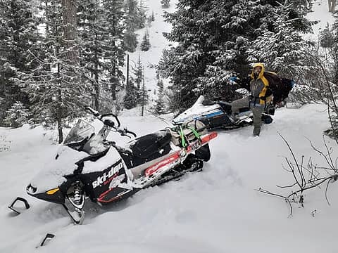 Back at the snowmobiles