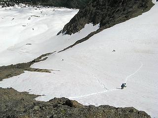 Descending the middle snowfield