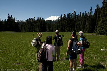 First look at Rainier from meadow near Lake Eleanor