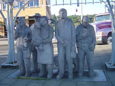 "Waiting for the Interurban" (cast aluminum) - Fremont, Seattle