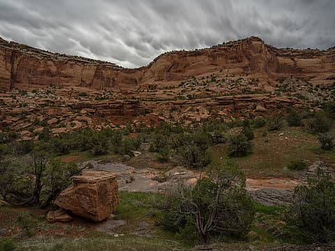 Our last morning in Knowles Canyon, the clouds were very turbulent, but it didnt rain.