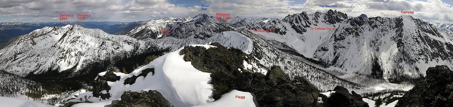 The peaks of this trip, as viewed from Flagg Mtn in 2014