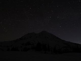 Stars over Rainier after moonset, 6:09am