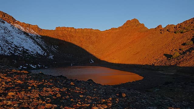 Sunrise over Legore Lake from camp
