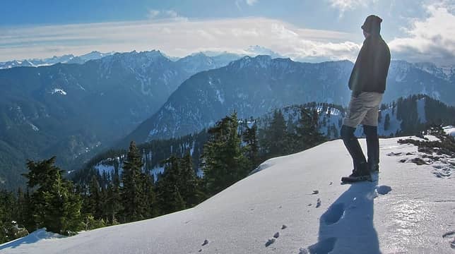 jt on cleveland mt  - the snoqualmie range is the highest peaks in the background