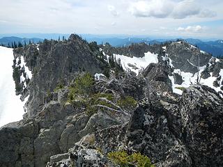 central and west peaks seen from the north peak