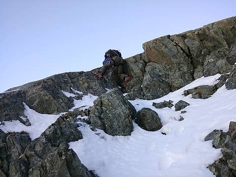 Eric on the final moves to the summit