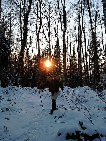 Steve N. (The Phantom Hiker) eclipsing the setting sun